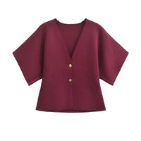 Lina | Minimalistische Bluse mit Knopfleiste – Rot