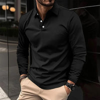 Gideon | Herren Klassisches Langarm Poloshirt – Schwarz
