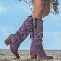 Hohe Damen Cowboystiefel | Retro – Lila