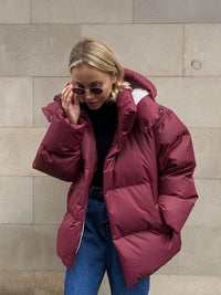 Asytrwa | Damenmantel im Retro American Street Style – Weinrot