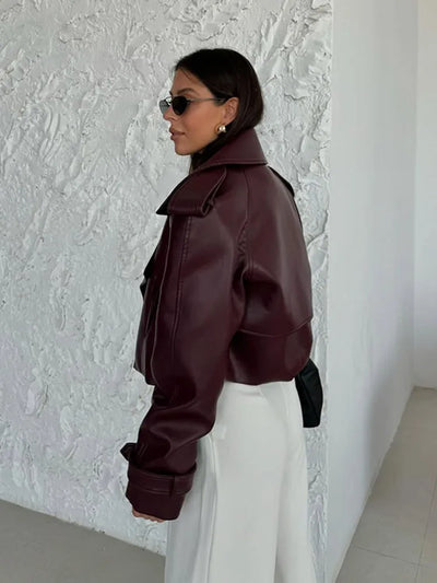 Lehmann Modehaus | Chic cropped lederjacke damen mit revers