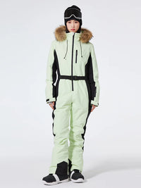 Einteiliger Skianzug für Damen | Wintersportbekleidung – Hellgrün