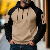 Nachman – Langarm-Kapuzenpullover Mit Halbem Reißverschluss – Khaki