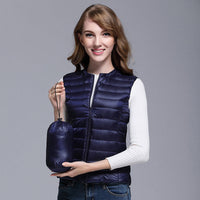 Damen Puffer Daunen Weste | Ärmellos – Marine Blau