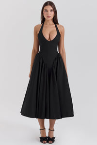 Shannah | Elegantes Midi-Kleid – Schwarz