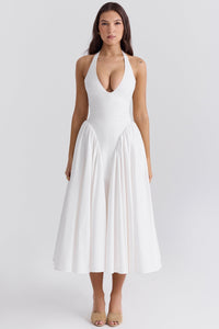 Shannah | Elegantes Midi-Kleid – Weiß