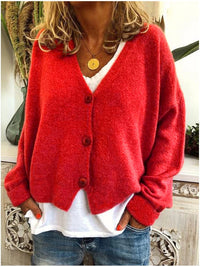 Marie | Elegante Alltags Strickjacke – Rot