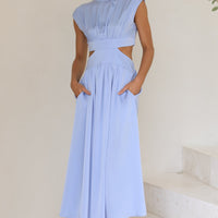 Harriet | Elegantes Kleid mit Taschen – Blau