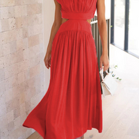 Harriet | Elegantes Kleid mit Taschen – Rot