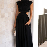 Harriet | Elegantes Kleid mit Taschen – Schwarz