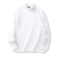 T-Shirt Herren - Regular Fit Langarm mit Stehkragen | Casual – Weiß