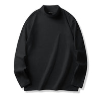 T-Shirt Herren - Regular Fit Langarm mit Stehkragen | Casual – Schwarz