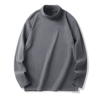T-Shirt Herren - Regular Fit Langarm mit Stehkragen | Casual – Grau