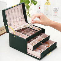 Dreifach-Schubladen Schmuckbox | Platzsparende und elegante Sommer-Organisation – Grün