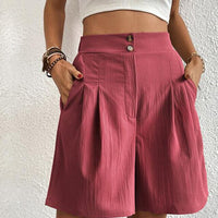 MARTINA - Doppelt geknöpfte Shorts – Rot
