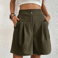 MARTINA - Doppelt geknöpfte Shorts – Oliv