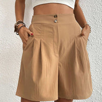 MARTINA - Doppelt geknöpfte Shorts – Khaki