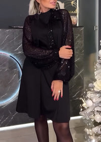 Isla - Kleid Pullover mit langen Ärmeln – Schwarz