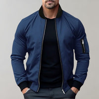 Bomberjacke Herren Leicht | Zip-Up Jacke Alltag – Blau