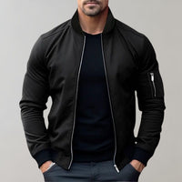 Bomberjacke Herren Leicht | Zip-Up Jacke Alltag – Schwarz