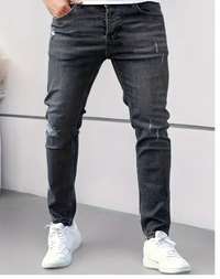 Slim-Fit-Jeans Herren Skinny – Dunkelgrau