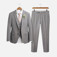 Markus | Herren Slim Fit Dreiteiliger Anzug Reverskragen – 3-Teiliger Anzug Herren – Hellgrau