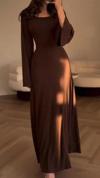Renate | Elegantes Maxikleid – Braun