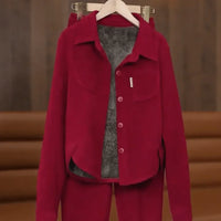 Nordstein™ Set aus Superweichem Cord / Plüsch-Finish und Charme für Den Winter! – Weinrot