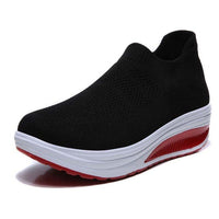 Sommerliche Sneaker für Damen – Trendige bequeme Slip-on Schuhe – Schwarz Rot