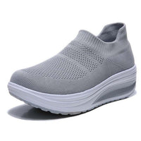 Sommerliche Sneaker für Damen – Trendige bequeme Slip-on Schuhe – Grau