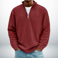 Snovia™ – Hochwertiger Herrenpullover mit Halbreißverschluss – Rot