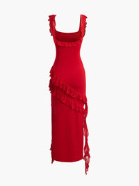 Romina Rüschen Kleid – Rot