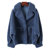 Liore | Luxe Shearling Mantel – Blau