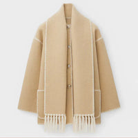 KERSTIN - WOLLMANTEL MIT SCHAL – Beige