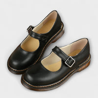 Yolanda - Schicke Lederband-Schuhe – Schwarz