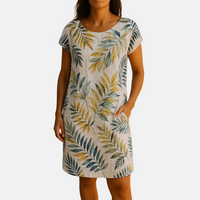 Sommerkleid - Luftiges Midikleid mit Botanik-Print – Weiß 3