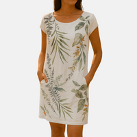 Sommerkleid - Luftiges Midikleid mit Botanik-Print – Weiß 2