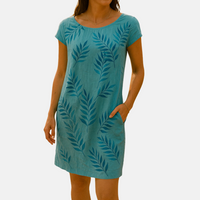 Sommerkleid - Luftiges Midikleid mit Botanik-Print – Marine