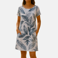 Sommerkleid - Luftiges Midikleid mit Botanik-Print – Weiß