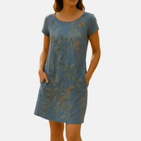 Sommerkleid - Luftiges Midikleid mit Botanik-Print – Blau