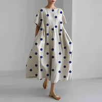 Sommerkleid für Damen – Luftiges Maxikleid im Tunikastil mit Print – Creme