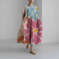 Sommerkleid für Damen – Luftiges Maxikleid im Tunikastil mit Print – Rosa
