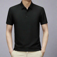 HUGOS Polo Shirt | Atmungsaktives Herren Poloshirt Kurzarm | Leichtes Sommer Mesh Polo Hemd – Schwarz