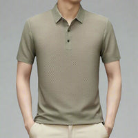HUGOS Polo Shirt | Atmungsaktives Herren Poloshirt Kurzarm | Leichtes Sommer Mesh Polo Hemd – Khaki
