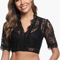 Spitzen Dirndl bluse für Damen - Oktoberfest 2025 – Schwarz