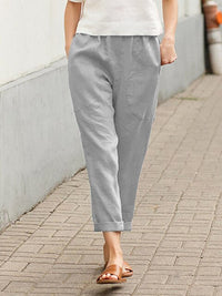 HAILEY - Unifarbene gerade Hose – Grau