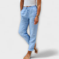 Stacy - Leichte Leinenhose – Blau