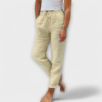 Stacy - Leichte Leinenhose – Beige