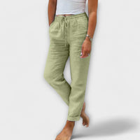 Stacy - Leichte Leinenhose – Grün