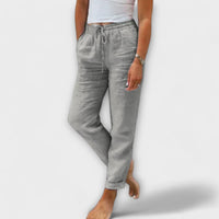Stacy - Leichte Leinenhose – Grau